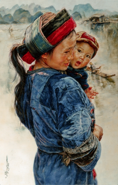 mother child painting images